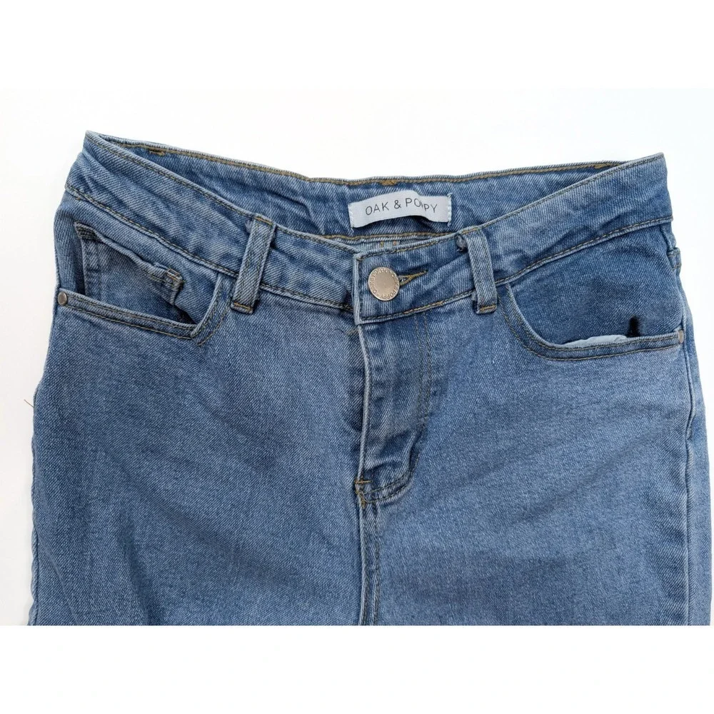 Oak & Poppy Skinny Fit Blue Wash‎ Denim Tapered Leg Jeans Women's Size 2 26x24